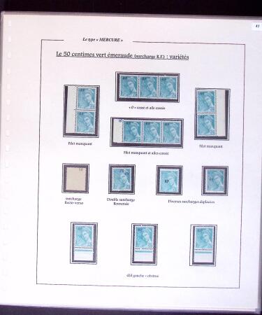 1938-44 TYPE MERCURE : Importante collection d'exposition