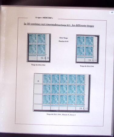 1938-44 TYPE MERCURE : Importante collection d'exposition