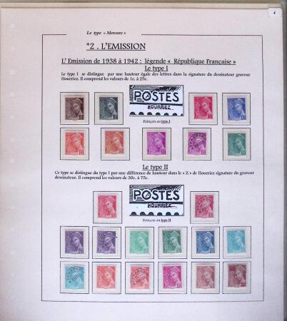 1938-44 TYPE MERCURE : Importante collection d'exposition