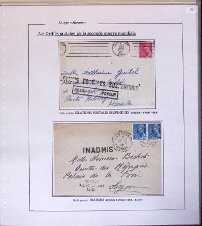 1938-44 TYPE MERCURE : Importante collection d'exposition