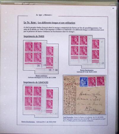 1938-44 TYPE MERCURE : Importante collection d'exposition