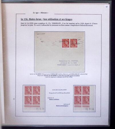 1938-44 TYPE MERCURE : Importante collection d'exposition