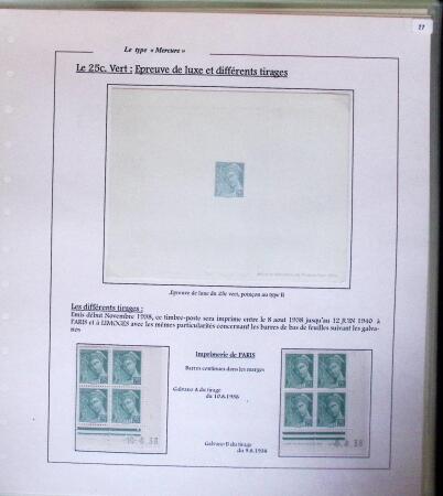 1938-44 TYPE MERCURE : Importante collection d'exposition