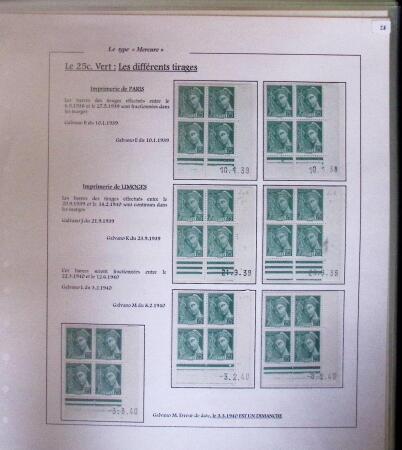 1938-44 TYPE MERCURE : Importante collection d'exposition