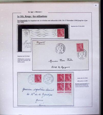 1938-44 TYPE MERCURE : Importante collection d'exposition