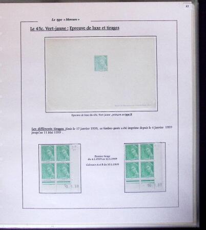 1938-44 TYPE MERCURE : Importante collection d'exposition