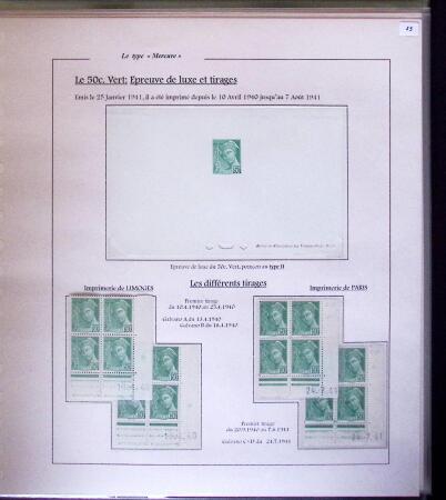 1938-44 TYPE MERCURE : Importante collection d'exposition