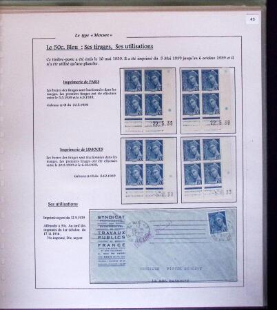 1938-44 TYPE MERCURE : Importante collection d'exposition
