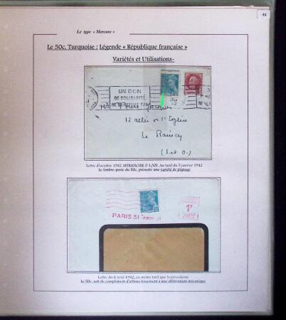 1938-44 TYPE MERCURE : Importante collection d'exposition