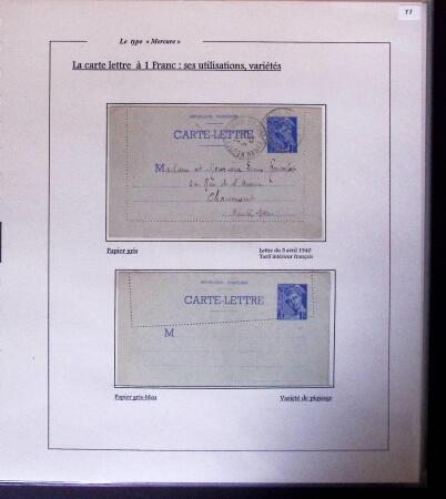 1938-44 TYPE MERCURE : Importante collection d'exposition
