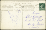 CPA "Courses de vitesse" avec 10c Semeuse obl. mécanique