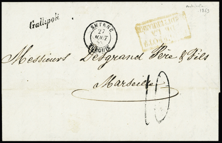 GALLIPOLI    Lettre sans timbre avec cursive "Gallipoli"