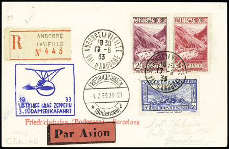 1933 Carte recommandée pour Barcelone via Zeppelin