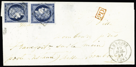 N°4 x2, bien margés, obl. grille sur lettre d'Ambroise