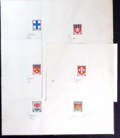 Lot de 37 épreuves de luxe sur les blasons de France,