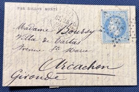 1870-1871 Lot de 5 ballons montés dont une pour la