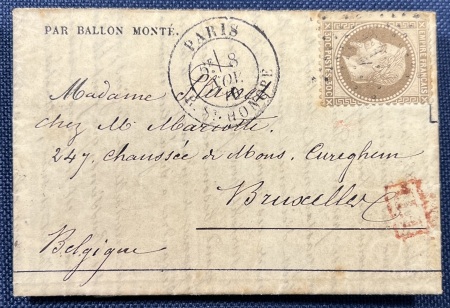 1870-1871 Lot de 5 ballons montés dont une pour la