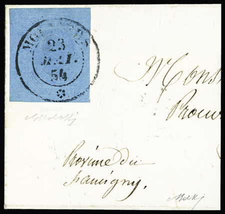 MOUTIERS càd sarde 23 mai 1854 sur n°5 20c bleu sur