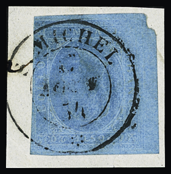 ST MICHEL càd sarde 17 aout 1854 sur n°5 20c bleu