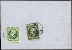 N° 11+12 Combinaison 1c olive +5c vert, les deux avec