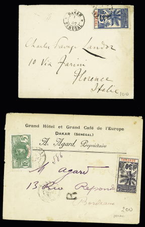 Sénégal n°37 OBL Dakar (1907) sur lettre pour l'It