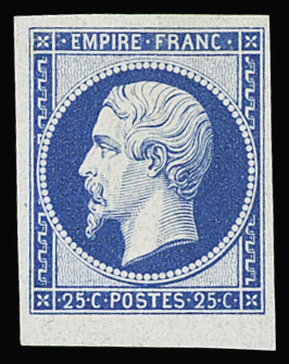 N°15c 25c bleu, réimpression de 1862 avec petit BDF,