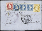 28A+29A (x3)+32 obl. étoile sur lettre de Paris 1868