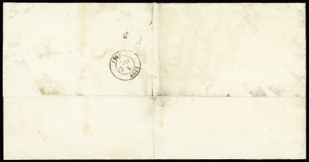 N°19 (LD) + 26, 2 pièces OBL CAD T16 "Lyon les Terreaux" (1866) sur imprimé local AFF à 3 centimes, peu courant. TB