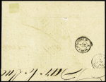 N°90 OBL CAD rouge "(3) affranchissements (3) Paris" (1878) sur devant de lettre recommandée, rare. TB