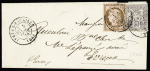 N°54 + 66 OBL T17 "Ivty la Bataille (26)" (1876) sur lettre pour Evreux, AFF composé Cérès-Sage. TB