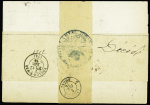 N°78, bande de 3, OBL T17 "Toulon-s-Mer (78)" (1876) sur pli recommandé du tribunal de 1ère instance avec mention manuscrite "décédé". TB