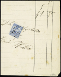 Facture à en-tête "Mlle Huillier couturière Angoulême" avec n°79 avec annulation fiscale (1877). TB