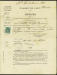 N°75 OBL CAD "Affranchissements Marseille" (1892) sur convocation du conseil de révision (service militaire). TB