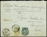N°75 + 82 OBL CAD T18 "Donjeux Haute-Marne" (1887) sur lettre chargée (VD 457F40c). TB