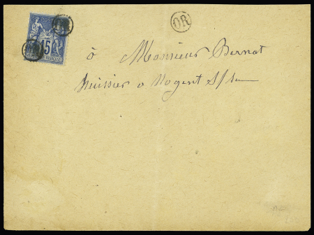 N°90 OBL "OR" apposé 3 fois sur lettre pour Nogent sur Seine. TB