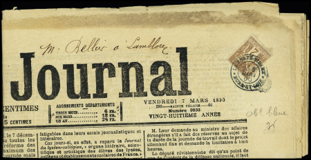 N°85 OBL CAD bleu "La Ferté-Vidame Eure-et-Loir" (1890) sur journal "Le Petit Journal". TB