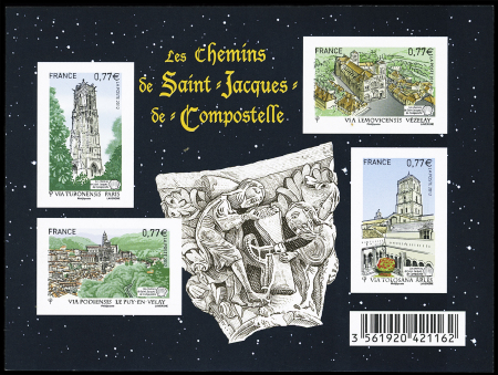 N°F4641 Bloc Les chemins de Compostelle 2012, variété