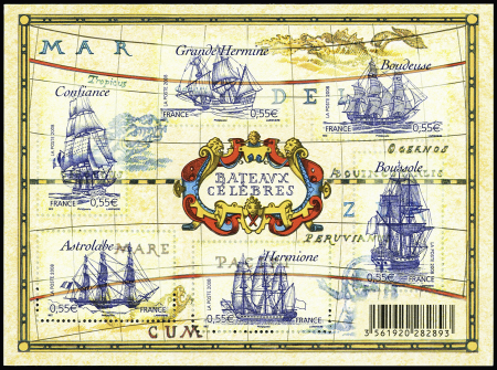 N°124 Bloc Les bateaux célèbres, variété 3 timbres