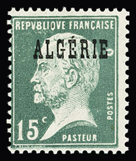N°10 15c vert Pasteur avec variété anneau-lune,