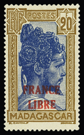 N°255A 20f surchargé FRANCE LIBRE, **, TTB. Signé