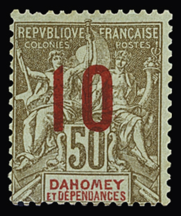 N°41 10 sur 50c bistre et rouge, *, TB, R (tirage
