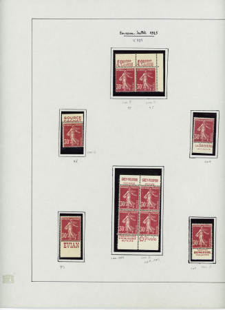 N°191 30c rose Semeuse, étude de 10 timbres, avec