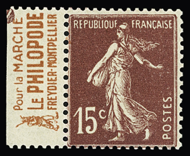 N°189,15c brun-lilas type Semeuse, P120 avec bande