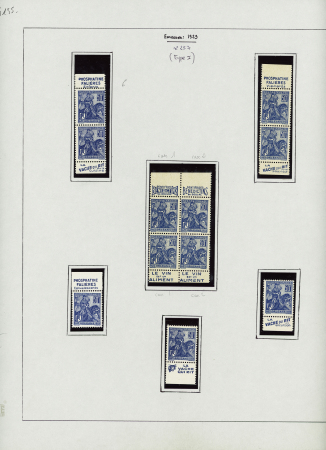 N°257 50c bleu type Jeanne d'arc, étude de 93 timbres,