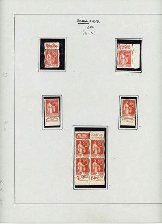 N°283 50c rose-rouge type Paix, étude de  timbres,