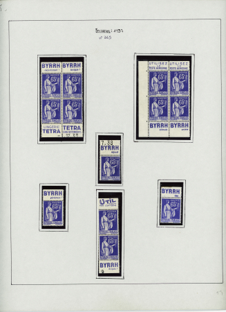 N°365 65c Outremer type Paix, étude de 56 timbres,