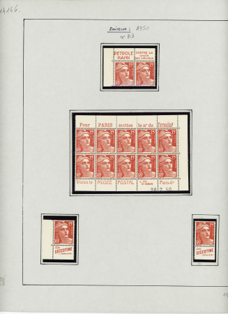 N°813 15f. Rouge type Gandon , étude de 19 timbres,