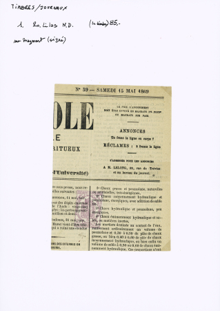 N°9 2c rose seul sur journal 'LE CONTRIBUABLE" du