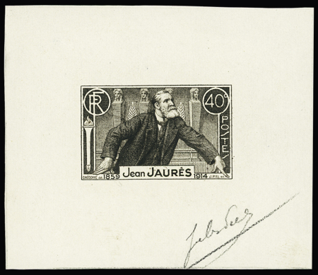 N°318 40c. J. Jaurès, Epreuve en noir avec signature