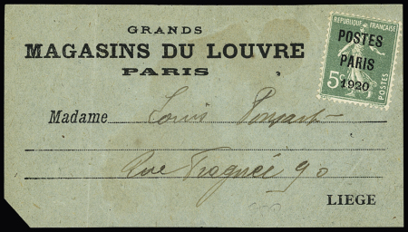N°24 5c vert POSTES PARIS 1920 sur document Grands